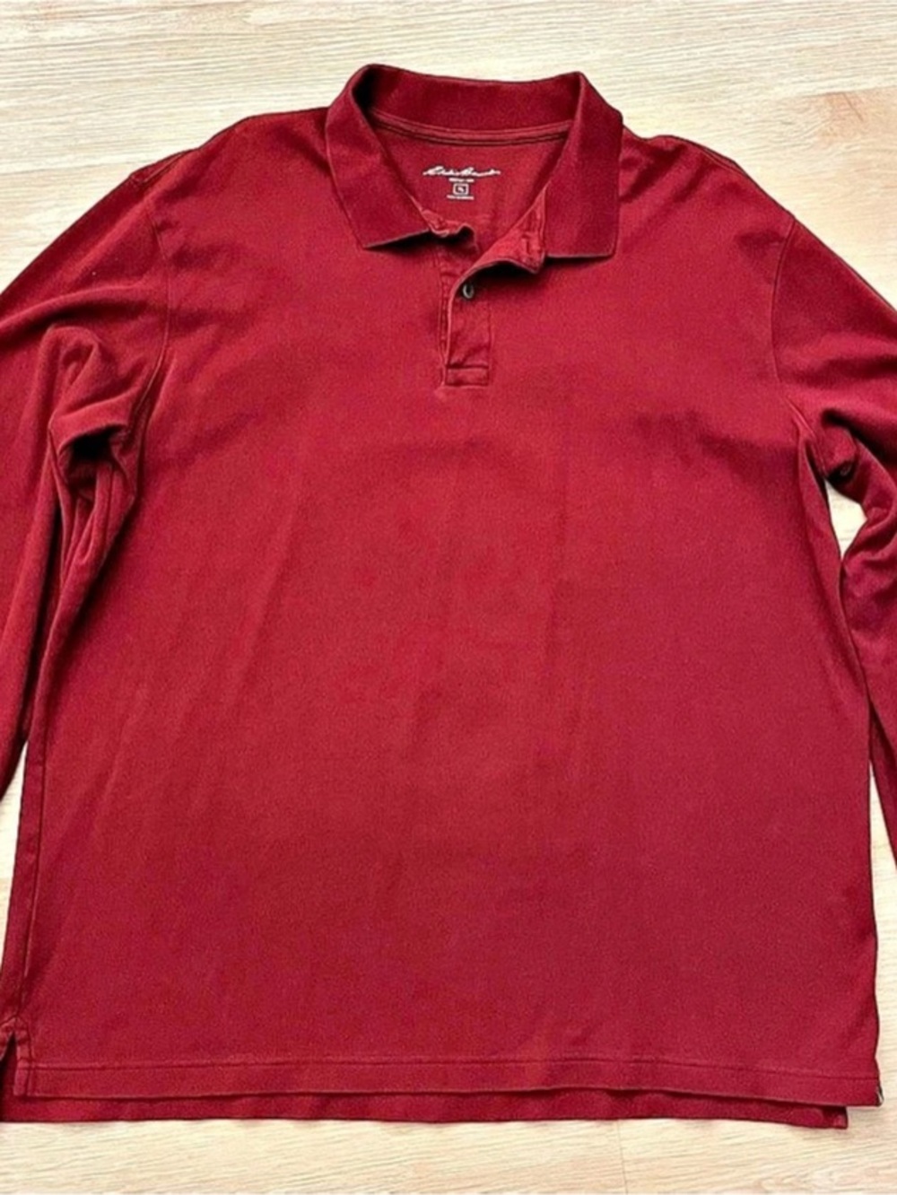 Eddie Bauer Long Sleeve Polo Cotton Red Size XL